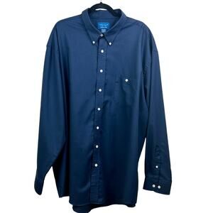 Vintage Towncraft Wrinkle-Free Blue Mens Button-Down Shirt 3XLT
